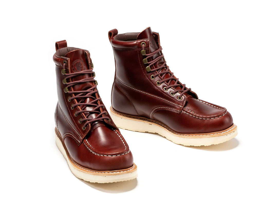 Bottes de travail pour homme à semelle compensée de 6 po – ROCKROOSTER Norwood à embout souple, brun cerise