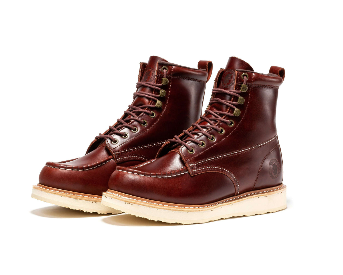 Bottes de travail pour homme à semelle compensée de 6 po – ROCKROOSTER Norwood à embout souple, brun cerise
