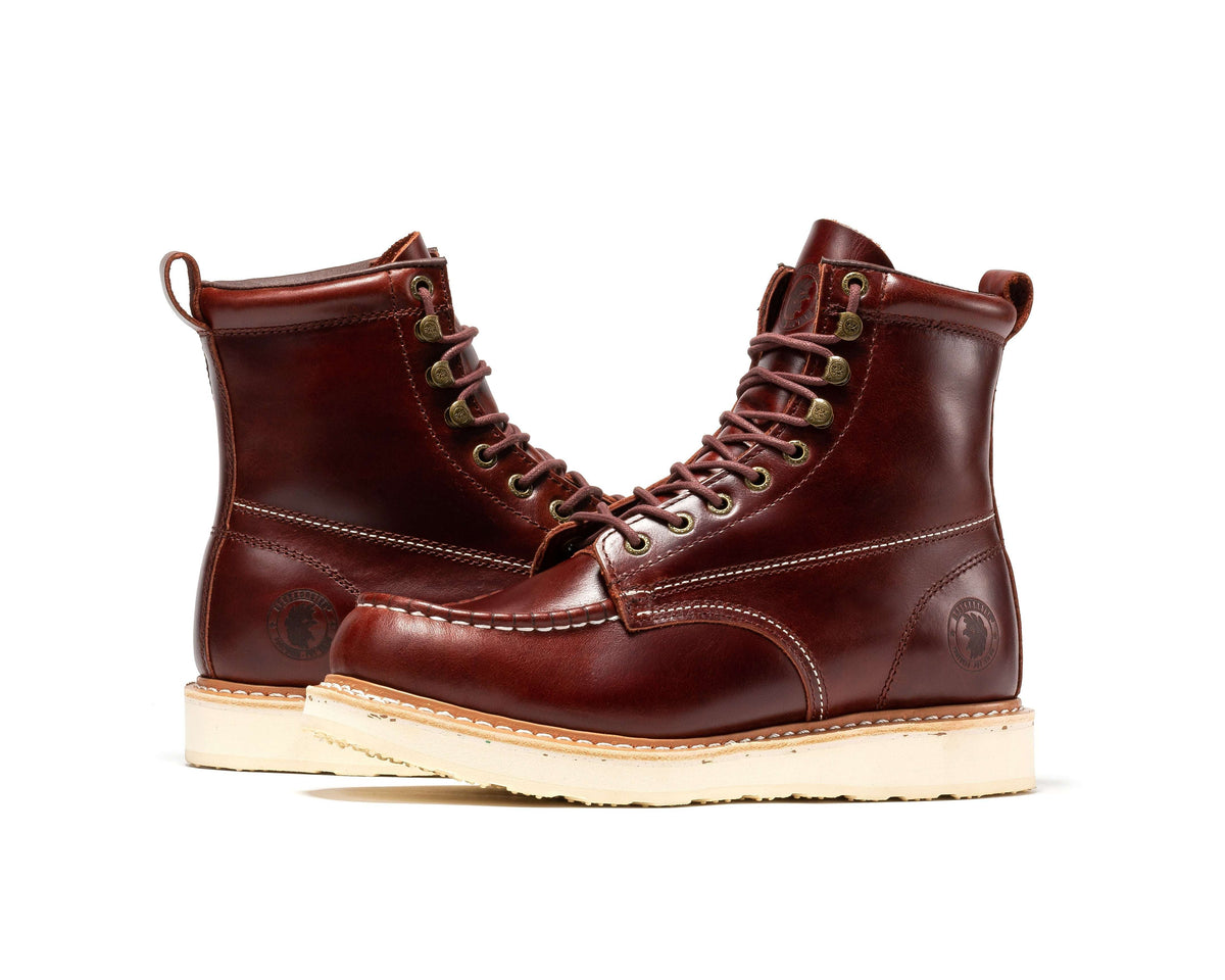 Bottes de travail pour homme à semelle compensée de 6 po – ROCKROOSTER Norwood à embout souple, brun cerise