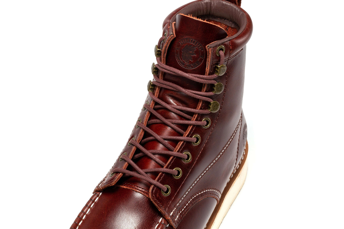 Bottes de travail pour homme à semelle compensée de 6 po – ROCKROOSTER Norwood à embout souple, brun cerise