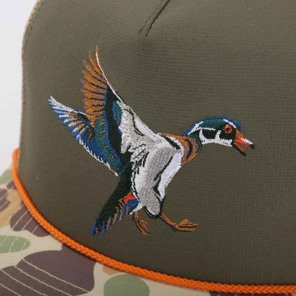 Wood Duck Hat 5-Panel Ridgeline Mesh Back Cap