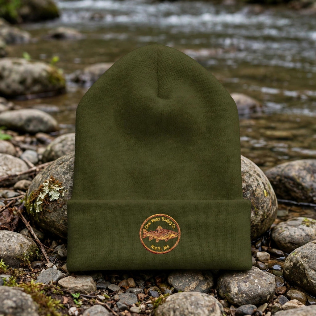 Trout Badge Cuffed Beanie — Clear Water Trading Co.