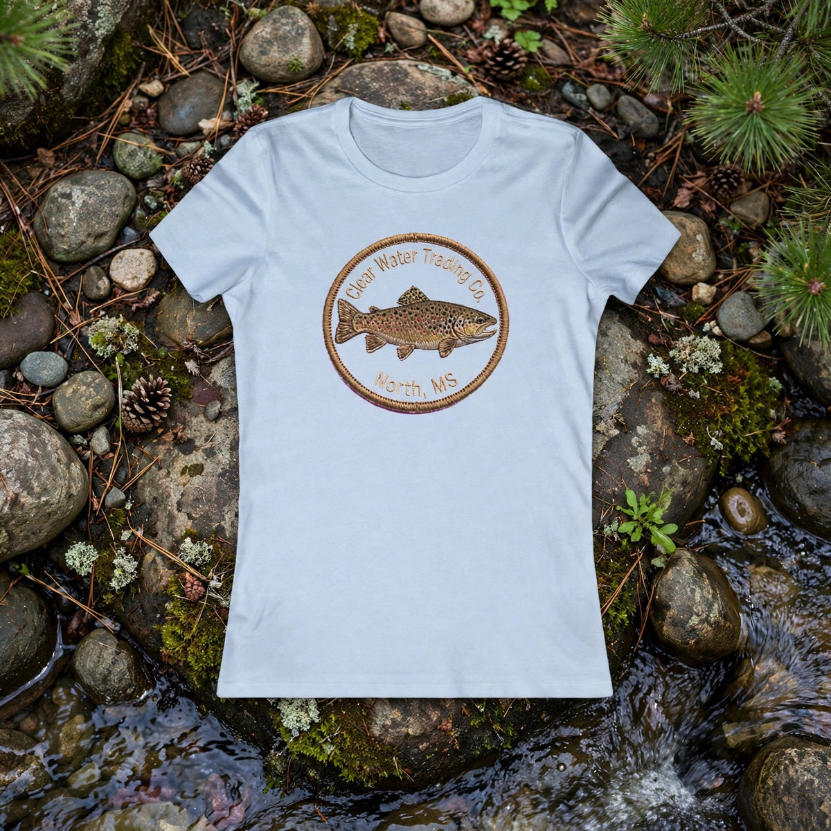 Women's Trout Badge Tee — Clear Water Trading Co.